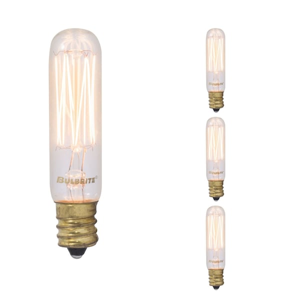 Bulbrite 25 Watt Dimmable Antique Nostalgic Thread Filament T6 CandelabraE12Incandescent Bulb, 4 PK 861372 - main