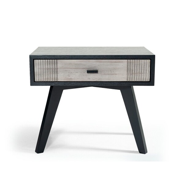 Homeroots Black and Gray Contemporary Wooden Nightstand with Single Drawer 473017 - main