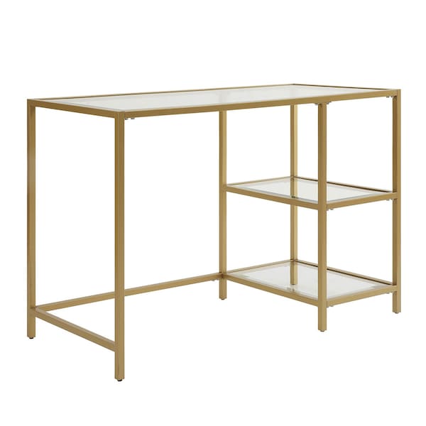 Homeroots 42" Clear and Gold Glass and Metal Computer Desk 516427 - main