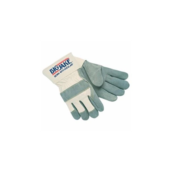 Mcr Safety Big Jake Premium A+ Side Split Leather Work Gloves, 1700, Canvas/Jersey Lining, Single Palm, 12PK 127-1700M - main