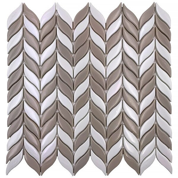 Apollo Tile White Brown 11.6 in x 12.1 in Recycled Glass Floor and Wall Mosaic Tile 9.75 sqft/case, 10PK APLVRE8814A - main