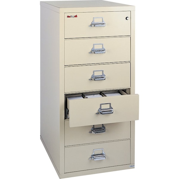 Fireking Fire-Resistant Card Check Note File Cabinet, 6 Drawer, Parchment, 52-3/4 in H 6-2552-CPA - main
