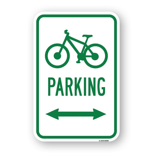 Signmission Bicycle Parking With Double Arrow, Heavy-Gauge Aluminum, 18" x 24", A-1824-25290 A-1824-25290 - main
