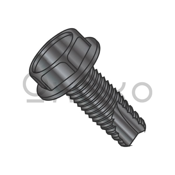 Oxoxo 6-32X7/8 Unslotted Indented Hex Washer Thread Cutting Screw Type 23 Full Thread Black Ox, 6000PK 318615 - main