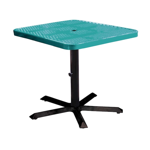 Leisure Craft 36" Square Perforated Pedestal Table, Portable, 30"H, Teal SQ36TAB30-TEAL - main