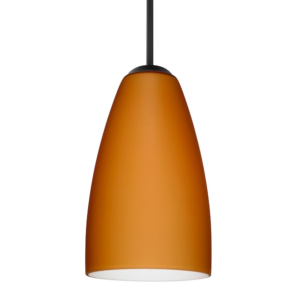 Besa Lighting Besa Riva 9 Pendant, Amber Matte, Black Finish, 1x 9W LED 1JT-151180-LED-BK - main