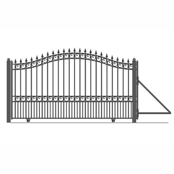 Tepee Supplies 12 ft. London Style Iron Single Slide Driveway Gate with AC1500 Operator TE3311575 - main