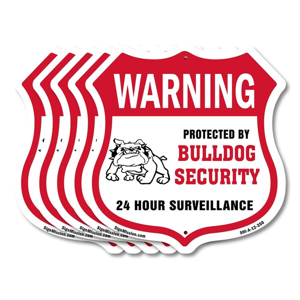 Signmission 24 Hour Surveillance Shield Sign Warning, 12 inch X 12 inch, Aluminum Metal Sign, 5PK SHI-A-5Pack-12-350 - main