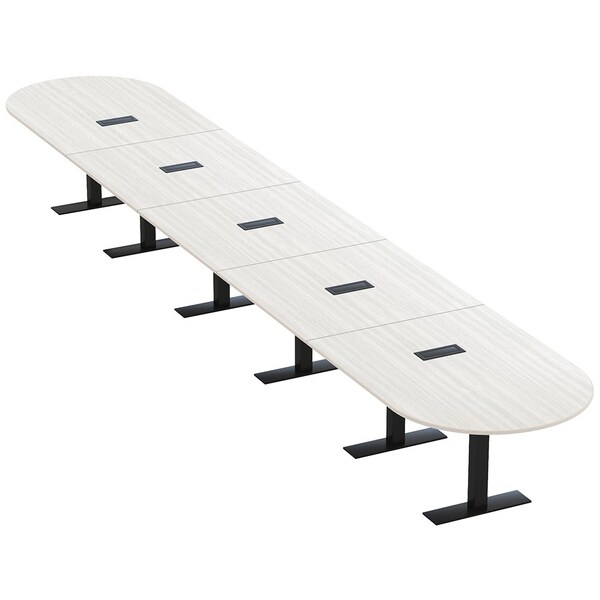 Skutchi Designs 22ft Racetrack Conference Table With Power | Harmony Series | 22 Person Meeting Room Table HAR-RAC-48X264-T.BK-WA7976-EBLK - main