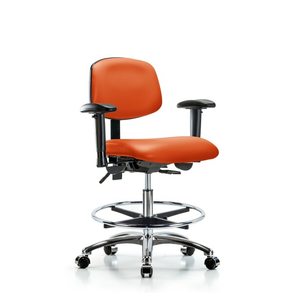 Blue Ridge Ergonomics Medium Bench Chair Chair, Vin, Med Ben, CF Cast, Orange, Adjustable Arms, 22" to 29" Height, Vinyl BR-VMBCH-CR-T1-A1-CF-CC-8613 - main