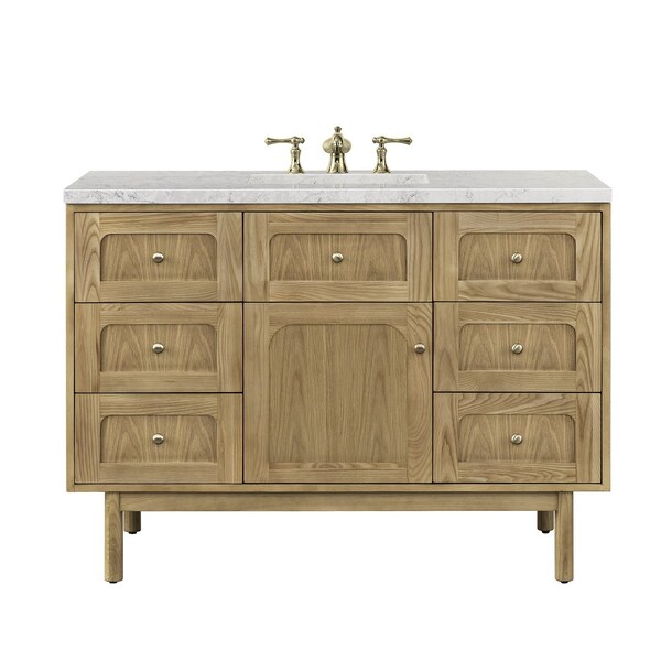 James Martin Vanities Laurent 48'' S Vanity, Light Natural Oak w/ Jasmine Pearl Top w/FreePower Wireless Charger 545-V48-LNO-FEJP - main