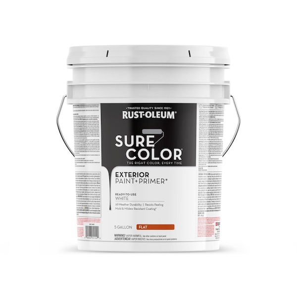 Rust-Oleum Exterior Paint, White, 5 gal 398372 - main