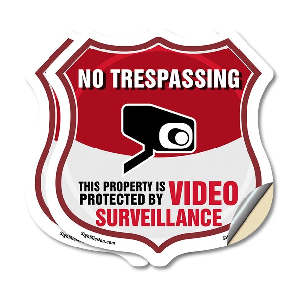 Signmission No Trespassing Shield Sign This Property, 4 inch X 4 inch, Vinyl Decal, 2PK SHI-D-2PACK-4-410 - main