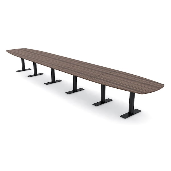 Skutchi Designs Arc Boat Conference Table With Power, 48 in W, 264 in L HAR-ABOT-48X264-T.BK-H3041-NA - main