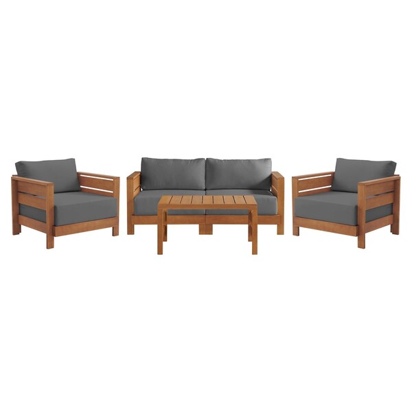 Alaterre Furniture Alaterre Barton 4 Piece Patio Furniture Set with Loveseat and Chairs Natural Finish 80-BARTON-SET1-G - main