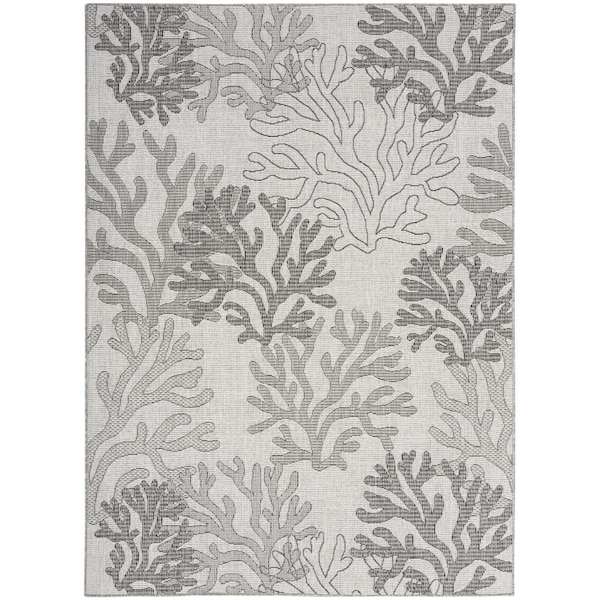 Homeroots 6' X 9' Gray Black And Ivory Nautical Indoor Outdoor Area Rug 550186 - main