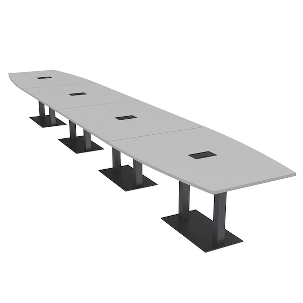 Skutchi Designs Boat Conference Table With Power, 48 in W, 240 in L, Grey HAR-BOT-48x240-DOU.BK-U779-EBLK - main