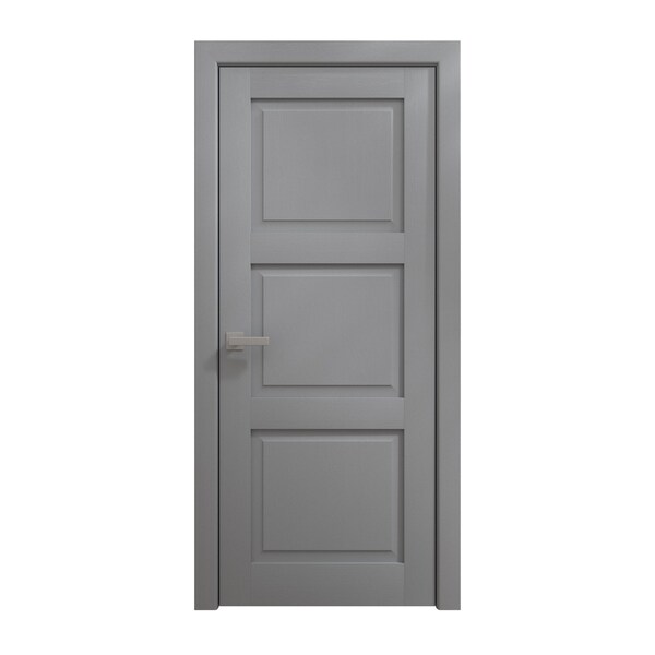 Sartodoors Interior Solid French Door 42 x 80 inches, Ego 5010 Painted Grey Oak, Single Regular Panel Frame H EGO5010ID-SEK-42 - main