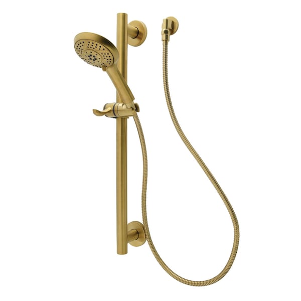 Kingston Brass Shower System with Slide/Grab Bar and Hand Shower, Brushed Brass KAK1547E - main