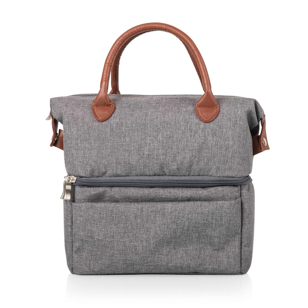 Picnic Time Family Of Brands Urban Lunch Bag Cooler, Gray with Brown Accents 511-00-105-000-0 - main