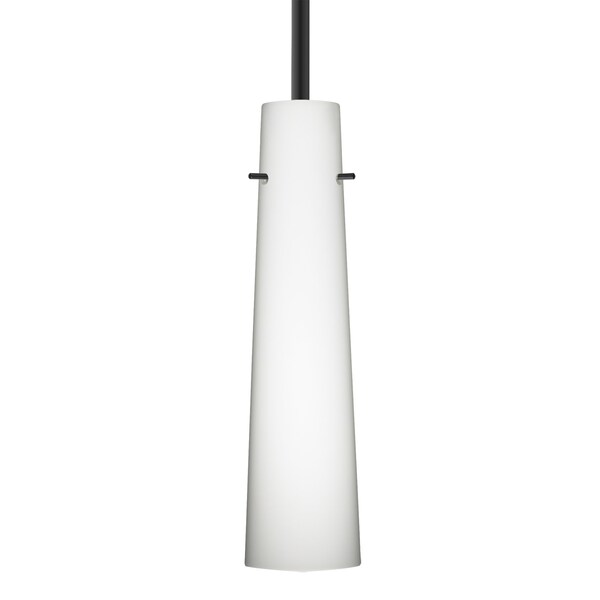 Besa Lighting Besa Camino Stem Pendant, Opal Matte, Black Finish, 1x 5W LED 1TT-567407-LED-BK - main