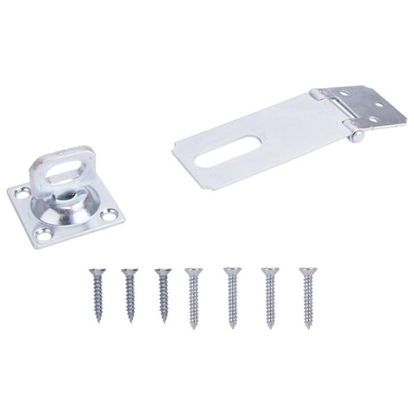 Prosource Safety Hasp, 3-1/2 in L, 3-1/2 in W, Steel, Zinc, 3/8 in Dia Shackle, Swivel Staple LR-125-BC3L-PS - main