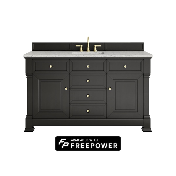 James Martin Vanities Brookfield 60 in. Single Vanity, Black Onyx w/3CM Eternal Jasmine Pearl Silestone Top 547-V60S-BKO-FEJP - main