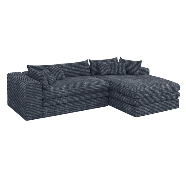 Homeroots 121" Gray Corduroy Compression Foam Sofa 719555 - main