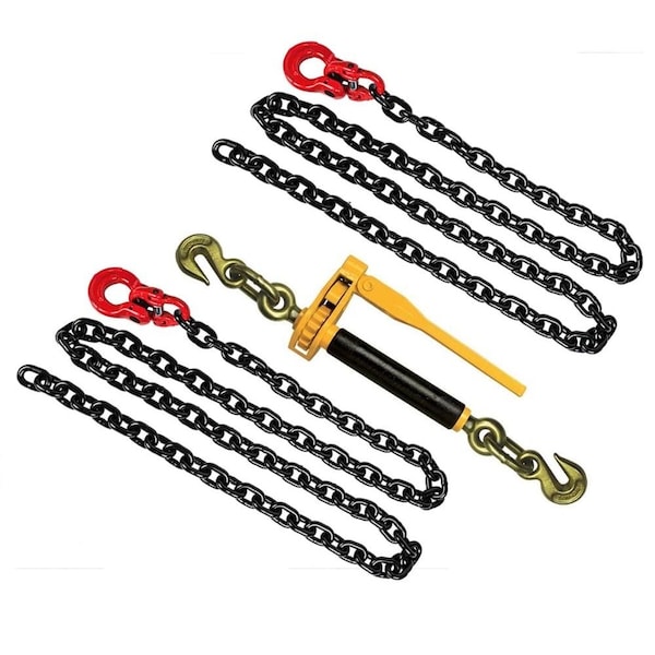 Mytee Products 3/8in x 8ft Front Axle Tie Down Kit Chain with Omega Link G80 Wrecker Tow Truck 7100WLL AXLE-TIE-DOWN-KIT-38x8 - main
