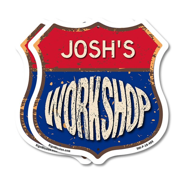 Signmission Josh's Workshop, 18 inch X 18 inch, Plastic Sign, 2PK SHI-P-2PACK-18-489-JOSH - main