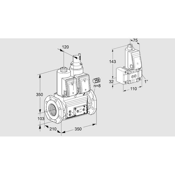 Honeywell Kromschroder Gas Solenoid Valve - VCS Series, NC, 500 mbar, IP65, SIL 3 Rated KS88203875 - main