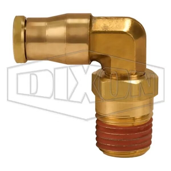 Dixon Push-In Swivel Elbow, 1/4 in Nominal, MNPT Swivel x Tube, Brass, Domestic AQ69DOTS4X4 - main