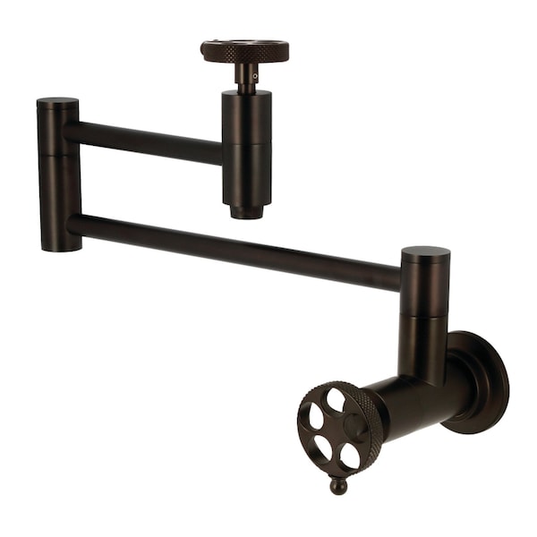 Kingston Brass Wall Mount Pot Filler Faucet with Knurled Handle, Oil Rubbed Bronze KS8105RKX - main