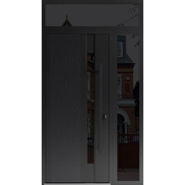 Vdomdoors Steel Door Dekton 0163 Ardesia Nero Side and Top Exterior Window Sidelite Entry Door Painted W36+16 DEKTON0163EXD-ARD-W36+16xH80+16-LH-I - main