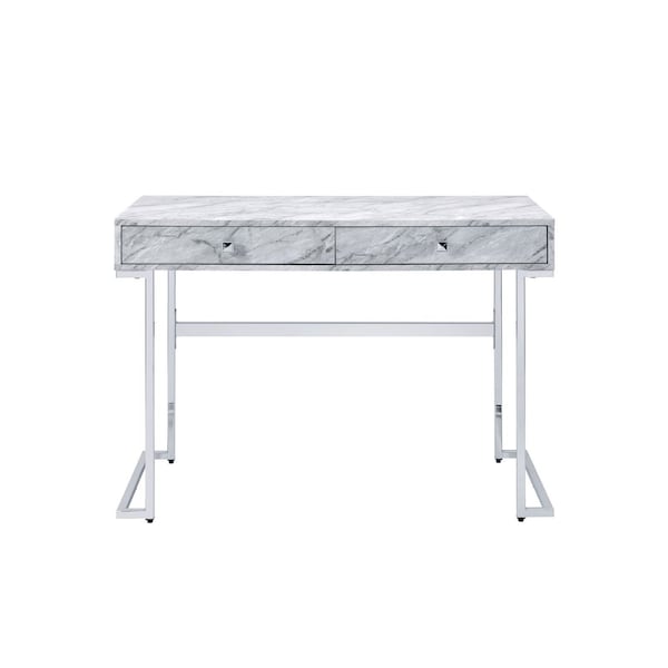 Homeroots 42" White Writing Desk With Two Drawers 491419 - main