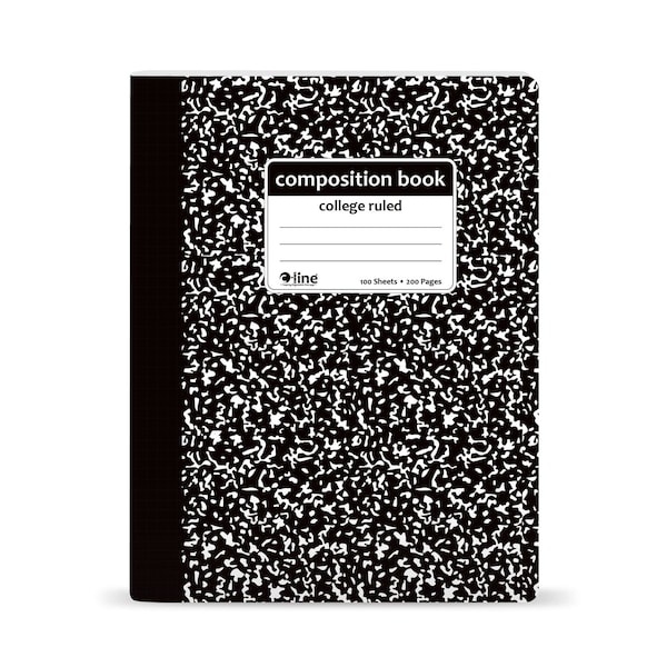 C-Line Products 7-1/2” x 9-3/4" Black Marble College Ruled Composition Notebook, 1/EA, 12EA/CT 22022-CT - main
