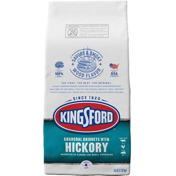 Kingsford KINGSFORD B0044600320745 Charcoal with Hickory, Bag, 16 lb, Wood B0044600320745 - main