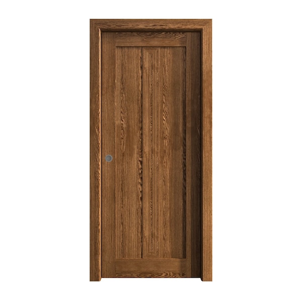 Sartodoors Sliding Pocket Door 36 x 80 inches, Ego 5006 Cognac Oak Veneer, Kit Rail Hardware, Solid Wood Int EGO5006PD-DKO-36 - main