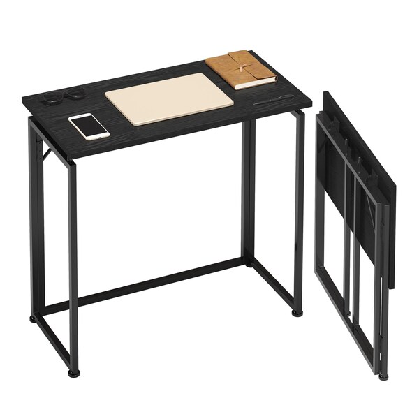 Homeroots 32" Black Wood and Stainless Steel Computer Desk 723770 - main