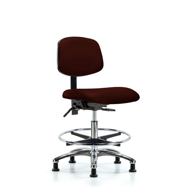 Blue Ridge Ergonomics Chair, Vinyl, Med Bench, Chr CF Glides, Burg, No Arms, 22" to 29" Height, Burgundy BR-VMBCH-CR-T0-A0-CF-RG-8569 - main