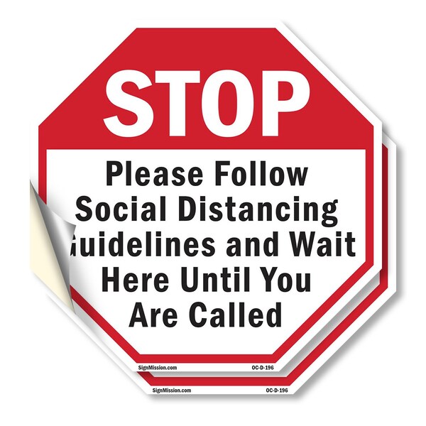 Signmission Stop Please Follow Social Distancin, 4 inch X 4 inch, Vinyl Decal, 2PK OC-D-2PACK-4-196 - main