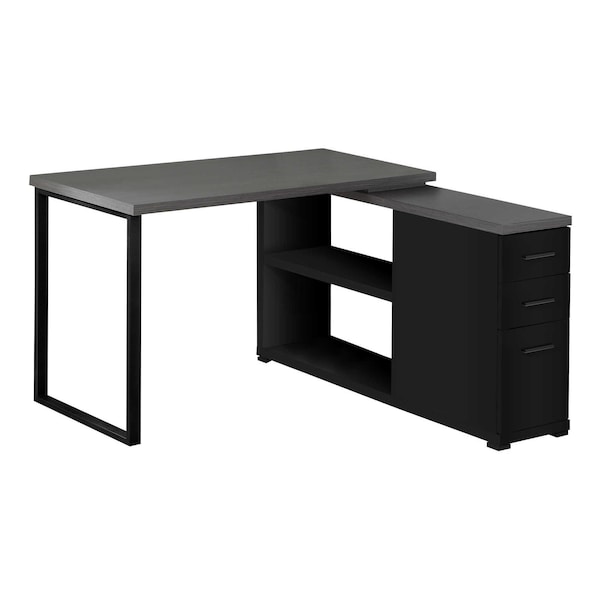 Homeroots 47" Gray and Black L Shape Computer Desk With Three Drawers 333531 - main