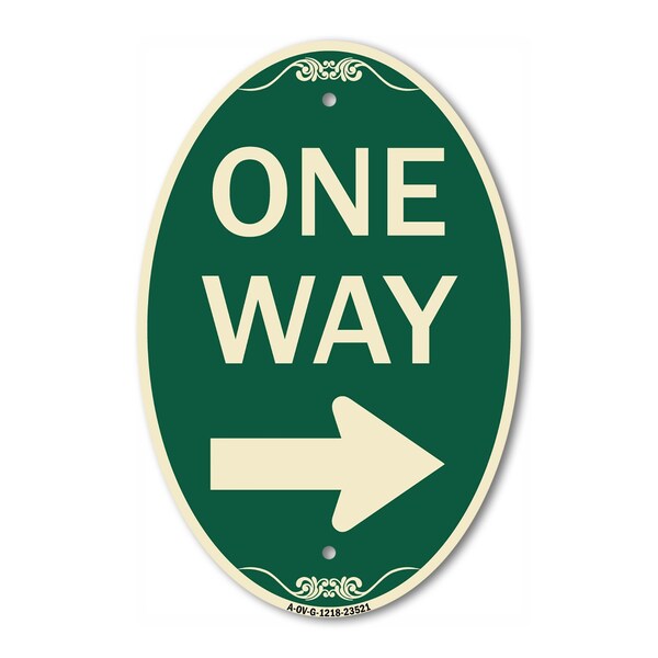 Signmission One Way Sign Right Arrow, 12 Inch X 18 Inch Architectural Oval, Heavy Gauge Aluminum A-OV-G-1218-23521 - main