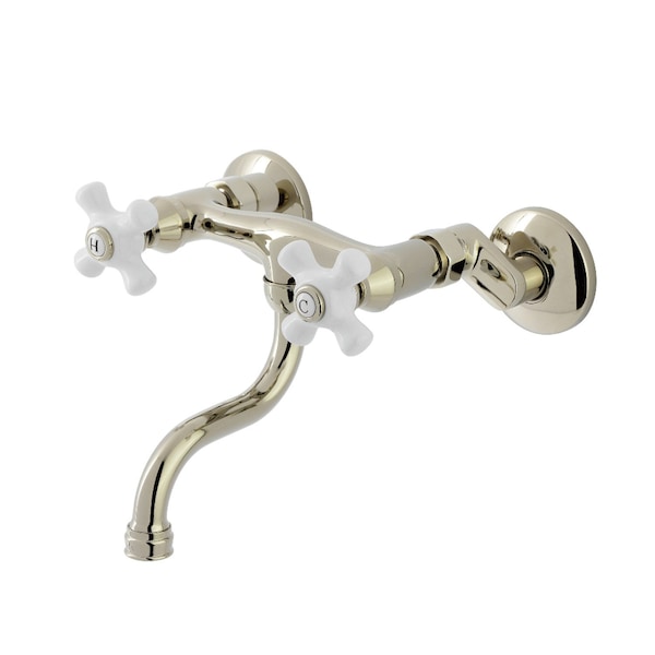 Kingston Brass Double-Handle Wall Mount Bathroom Faucet, Polished Nickel KS2116PX - main