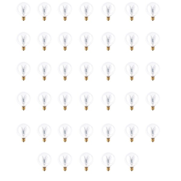 Bulbrite Incandescent G16.5 Candelabra Screw Base E12 Light Bulb, 15W, Clear , 40PK 861216 - main