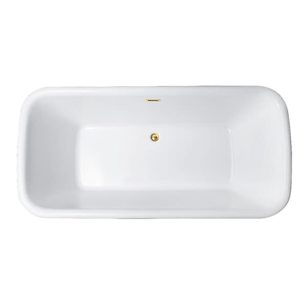 Kingston Brass 71-Inch Acrylic Oval Rectangular Double Ended Pedestal Tub with Drain, No Faucet Drillings VTDE713524C412 - main