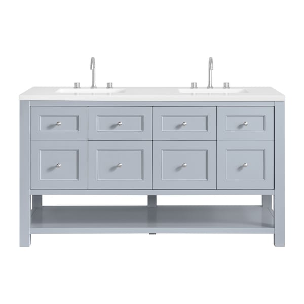 James Martin Vanities Breckenridge 60 in. Double Vanity, Serenity Blue, w/ 3 CM White Zeus Quartz Top 330-V60D-SRB-3WZ - main