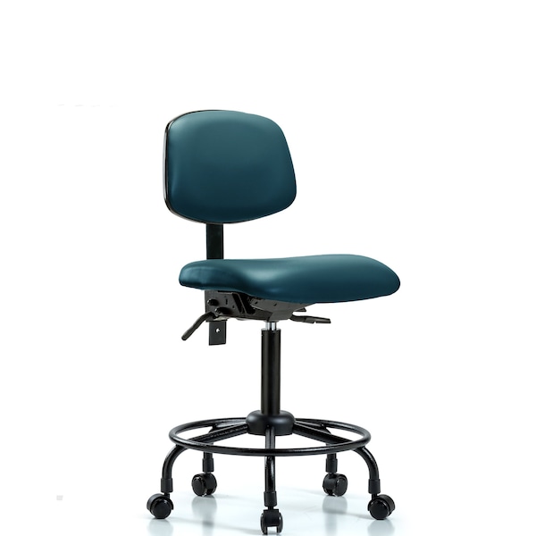 Blue Ridge Ergonomics Vinyl Chair, Med Bench, Round Tube Base, Casters, Royal BR-VMBCH-RT-T0-A0-RC-8801 - main