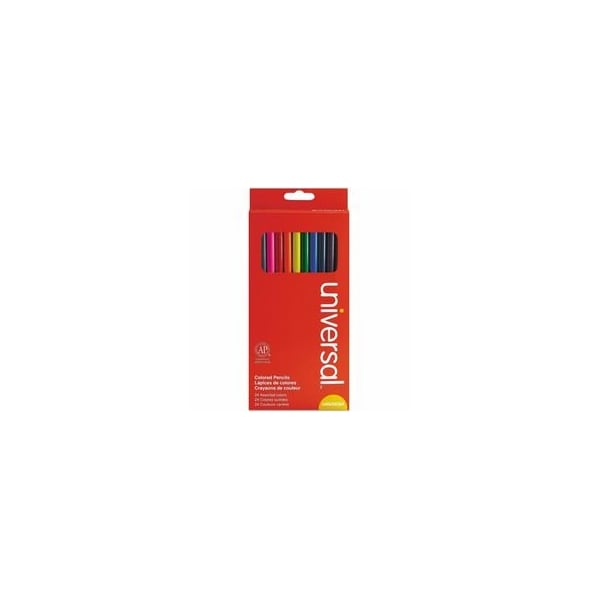Universal Woodcase Colored Pencils, 3 mm, Assorted Lead/Barrel Colors, 24PK UNV55324 - main