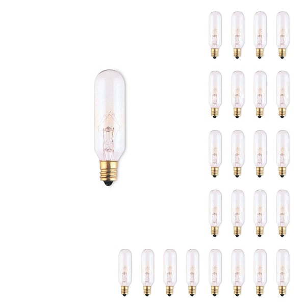 Bulbrite Incandescent T6 Candelabra Screw Base E12 Light Bulb, 25 Watt, Clear, 25PK 861224 - main